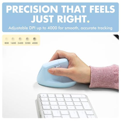 X9 Performance Wireless Vertical Ergonomic Mouse - (BT + 2.4Ghz) - Click in Comfort - Up to 4000 DPI, 6 Button, Rechargeable - Bluetooth Ergonomic Vertical Mouse Wireless - for Mac and PC - Blue - color: Blue