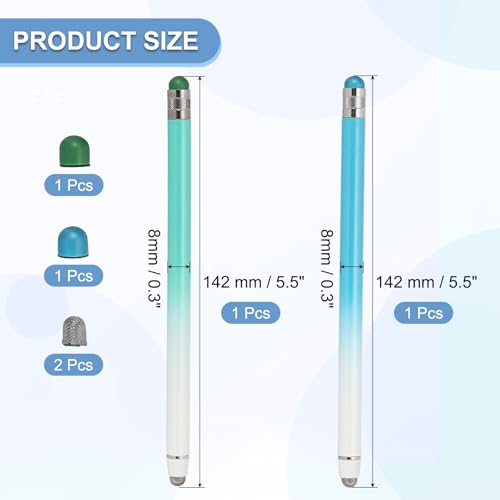 PATIKIL 2 Pcs Stylus Pens for Touch Screens, 2 in 1 High Sensitivity Universal Pen Capacitive Stylus for Phone Tablets Laptop Touch Screen Devices, Blue Green - color: Blue Green