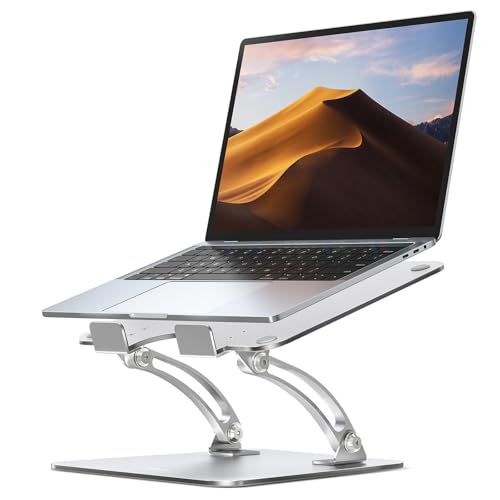 Nulaxy Ergonomic Adjustable Laptop Stand for Desk, Dual Foldable Computer Riser with Advanced Heat-Vent, Heavy-Duty Portable Notebook Holder for Posture Correction, Compatible with Mac 10-17" Laptops - color: A-Silver