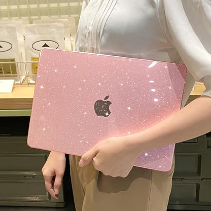 MEEgoodo Case for MacBook Pro 13 inch Case with M2 Chip 2022 2021 2020 Released A2338 M1 A2251 A2289, Plastic Hard Shell with Keyboard & Camera Cover Compatible with MacBook Pro 13, Glitter Pink - color: Glitter Pink