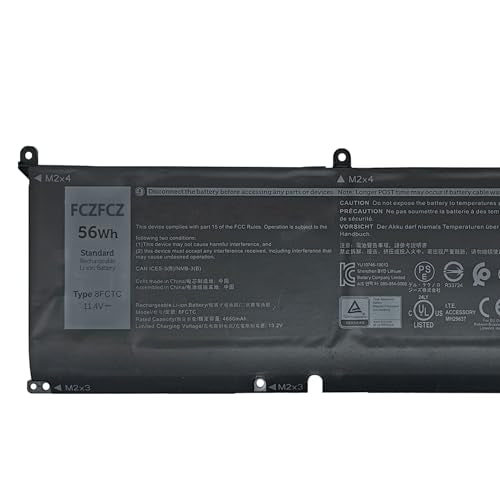 8FCTC Battery 56Wh 4650mAh 69KF2 70N2F 11.4V 3-Cells | Replacement for Dell Alienware M15 R3 R4 R5 M16 R1 M17 R3 / Precision 5550 5560 / XPS 9500 9510 / Inspiron 15 7510 Series - size: 13.05*4.34*1.17 inch 8FCTC