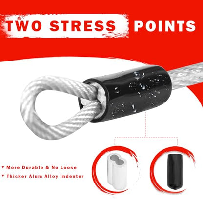 1/8" Stainless Steel Security Cable Luggage Lock, Double Loop, 2Pack | Rustproof, flexible wire rope, 4/6/10/15FT, anti-theft, weatherproof, durable, for luggage bike gate - color: Gray, size: 6ft (2Pack)