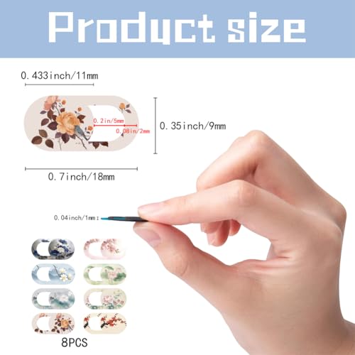 8Pcs 8 Styles Laptop Camera Cover Slide Flowers Privacy Guard Accessories, 0.04 Inch Ultra Thin Webcam Cover Protector Blocker for Desktop Computer Tablet Notebook Mini PC Home Office Use - color: Flowers-1
