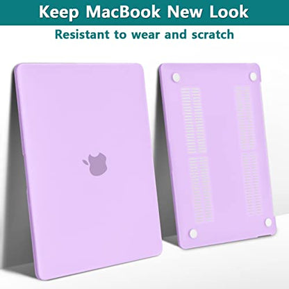 Teryeefi Compatible with MacBook Air 13.6 inch M2 M3 M4 M5 Case 2022-20252026 Model A2681/A3113/A3240/A3449, Laptop Hard Shell Case & Keyboard Cover & USB 3.0 Adapter, Frosted Purple - color: Frosted Purple