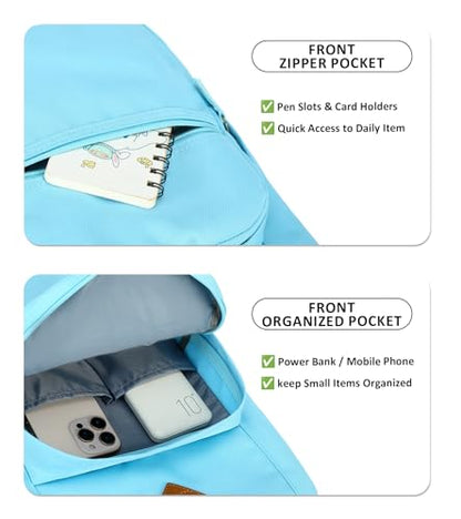 abshoo Classical Basic Womens Travel Backpack For College Men Water Resistant Bookbag (Light Blue) - color: Light Blue, size: 16.5 Inc