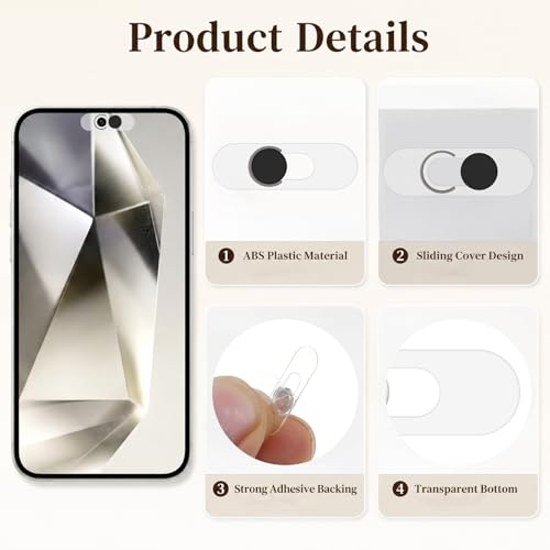 Smartphones Webcam Cover Protect Privacy, Front Camera Cover for Phone, Webcam Blocker for Single Front Camera, Privacy Slider Protects Your Phone Security, 2 Pack-Black