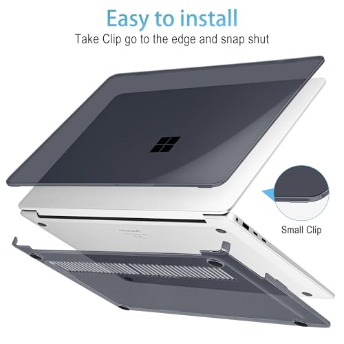 Mektron Clear Case for 13.8" Microsoft Surface Laptop 8 2026 Fits Surface Laptop 13.8 Inch 7 2024 Cover (Model: 2036),Keyboard Cover +Screen Protector +Dust Plugs, Crystal Black - color: Crystal Black