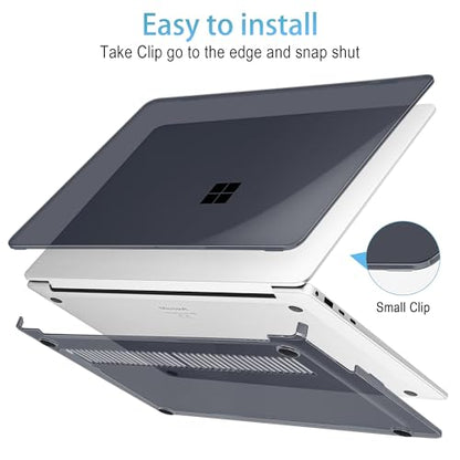 Mektron Clear Case for 13.8" Microsoft Surface Laptop 8 2026 Fits Surface Laptop 13.8 Inch 7 2024 Cover (Model: 2036),Keyboard Cover +Screen Protector +Dust Plugs, Crystal Black - color: Crystal Black