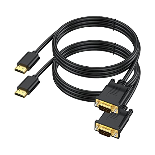 HDMI to VGA Cable 3.3FT 2-Pack,1080P HD | HDMI to VGA Cord (Male to Male)Video Cable for Computer, Desktop, Laptop, PC, Monitor, Projector, HDTV (NOT Bidirectional) - size: 3 Feet, style: 2Pack