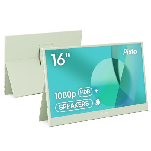 Pixio PX160 Wave Mint Green Portable Monitor 15.6 inch 60Hz FHD 1080p IPS Panel HDR Screen Cover Stand USB-C HDMI Laptop Screen Extender Portable Monitor for Laptop, PC, Console, Phone - color: Mint Green