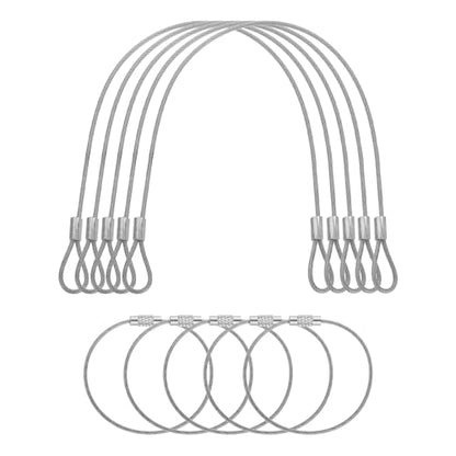 5 Set Double Loop Security Cable Lock (0.98 ft X0.08'') + Keychain Cable, Silver - color: Silver, size: 0.98 ft x 0.08 Inch