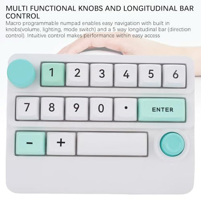 Asixxsix Number Pad, RGB 15 Keys Hot Swappable Wireless Numeric Keypad Macro Programmable Rechargeable Number Keypad with 3 Mode USB C 2.4G Bluetooth for Laptop Desktop Computer PC (White Green) - color: White Green
