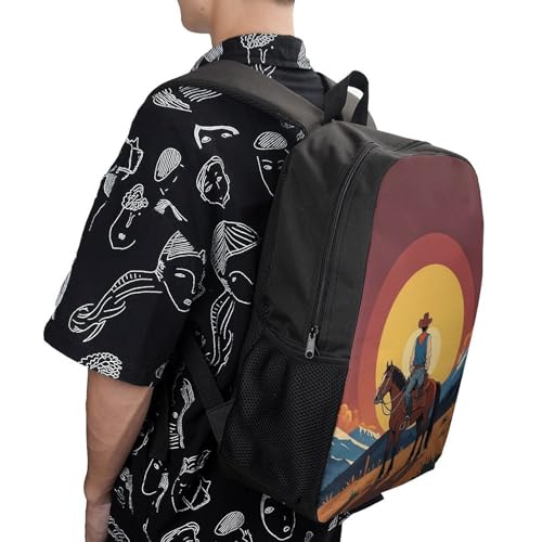 West Cowboy Business Laptop Backpack for Women Men 17 Inch Carry on Backpack Waterproof Black Bookbag Fashion Lightweight Backpacks for Travel Hiking Camping Casual Daypack Backpacks