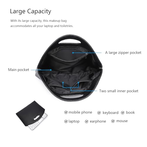 Official Document Computer Bag Stylishly Sleek with Multiple Compartments and Easy to Carry Design - color: Black/Pu