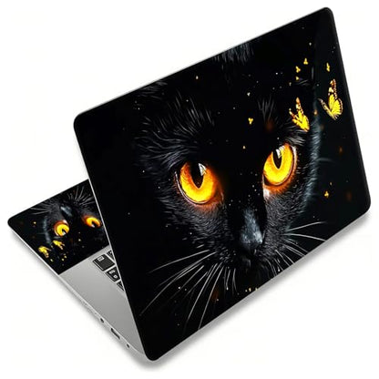 Laptop Skin Sticker for 12.1”-15.6“ Laptops (Fits 13”, 13.3”, 14”, 15”, 15.4”) | Protective Universal Reusable Vinyl Art Decal Cover | Waterproof & Scratch-Resistant-Black Cat with Gold Eyes - color: Black Cat with Gold eyes