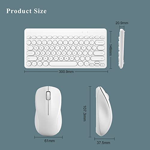 Compact Keyboard MouseCombo,JieruiDeng 79-Key Retro Mini Cute Computer Keyboard 2.4G USB Wireless and Silent Mice Set for Laptop Desktop PC iPad (White) - color: White