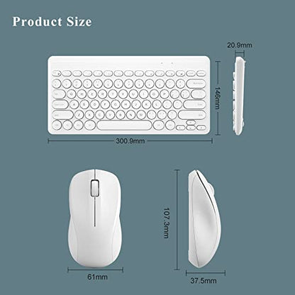 Compact Keyboard MouseCombo,JieruiDeng 79-Key Retro Mini Cute Computer Keyboard 2.4G USB Wireless and Silent Mice Set for Laptop Desktop PC iPad (White) - color: White