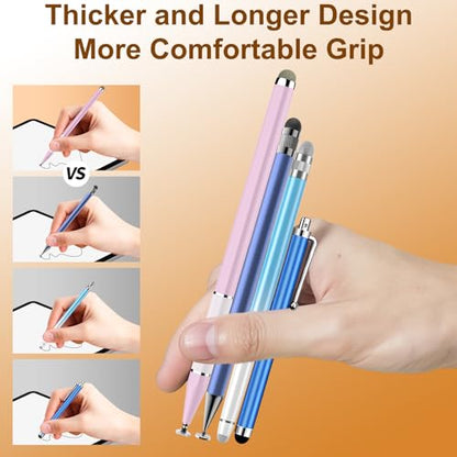 Bopomofo Stylus Pen for Touchscreen,3PCS 2-in-1 Magnetic Stylus Pen | High Sensitivity & Precision Stylus,Extended Pen Body Design,Compatible with Touch Screens(6 Tips+2 Magnetic Sheets) - color: Purple/Pink/Light Green
