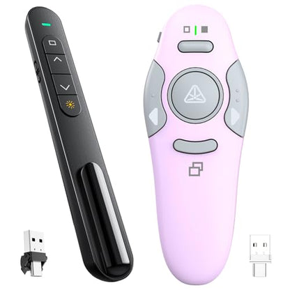 QUI Presenter Clicker USB A&C Bundle | Pen-Shaped Black & Remote-Shaped Purple