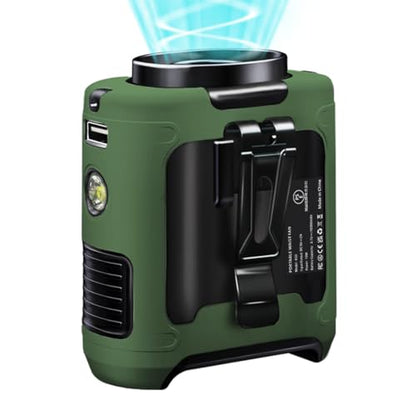 CAZOKASI Personal Waist Clip Fan Rechargeable Wearable Hand Free Wearable Cooler Fan for Traveling Working Outdoor Office (10000mAh / Green) - size: 10000mAh / Green