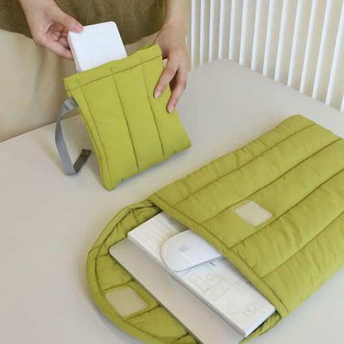 Puffy Laptop Sleeve 15-16 Inch, Soft Laptop Case, Green Set | Compatible with 15-16 Inch Macbook Pro/Air, Asus/Dell Xps/Lenovo Laptops, Protective Carrying Bag for Women and Men - color: Green Set, size: 15/16