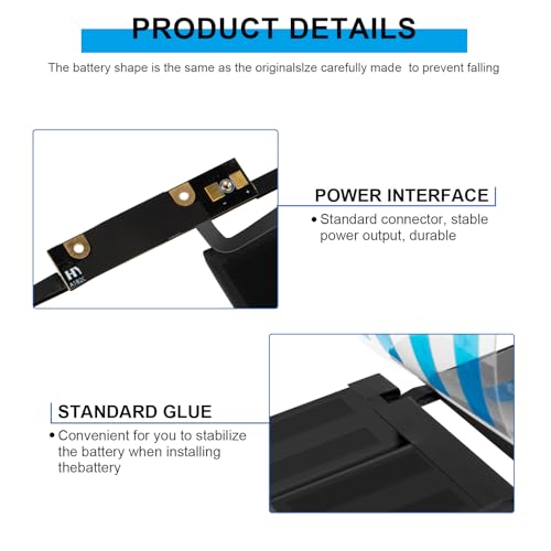 A1707 A1820 Laptop Battery for MacBook Pro 15 inch A1707 (Late 2016 Mid 2017) Touch Bar EMC 3162 3072 Series MLH32LL/A MLH42LL/A MLW72LL/A MLW72HN/A MLW82LL/A MPTR2LL/A MPTT2LL/A - 11.40V 76Wh - size: 12.4*3.58*0.28inch A1820