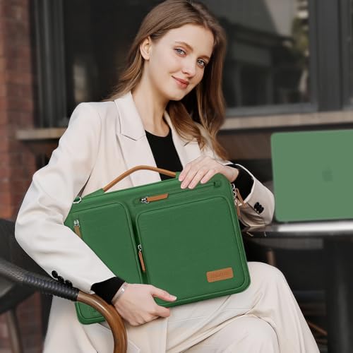 MOSISO 360 Protective Laptop Shoulder Bag, 15 inch Computer Bags | Compatible with MacBook Air 15 inch/Pro 15, Dell XPS Plus,Side Open Messenger Bag with 4 Zipper Pockets&Handle, Jungle Green - color: Jungle Green, size: 15 inch