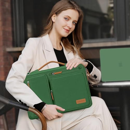 MOSISO 360 Protective Laptop Shoulder Bag, 15-16 inch Computer Bags | Compatible with MacBook Pro 16 inch, HP, Dell, Lenovo, Asus, Side Open Messenger Bag with 4 Zipper Pockets, Jungle Green - color: Jungle Green, size: 16 inch