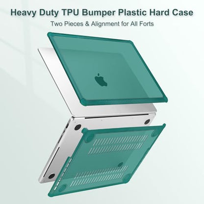 MOSISO Compatible with MacBook Pro 14 inch Case M5 M4 M3 M2 M1 2026-2021 | 3 in 1 Kit Anti-Crack Hard Shell with TPU Bumper, A3427 A3426 A3434 A3112 A3185 A3401 A2918 A2992 A2779 A2442, Teal Green - color: Teal Green