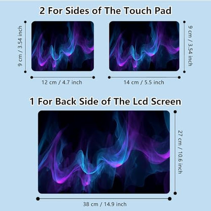 Universal Laptop Skin Sticker with 2 Wrist Pad Skins, Waterproof Scratch Resistant Vinyl Laptop Cover Decal, Cut to Fit for 11–15.6 Inch MacBook HP Dell Lenovo, Abstract Purple Blue Wave - color: Abstract Purple Blue Wave