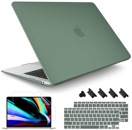 May Chen Compatible with New MacBook Air 13 inch Case 2021 2020 2019 2018 Release Model: M1 A2337 A2179 A1932, Plastic Hard Shell Case for MacBook Air 13 inch with Retina Display Fits Touch ID, Green - color: Green