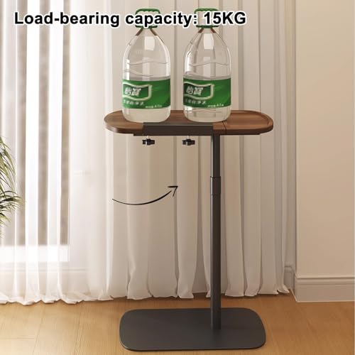 Hospital Bed Tablet Holder Adjustable Height and Angle Sofa Side Table Space-Saving C-Shaped Overbed Table with Stop for Living Room, Bedroom, Hospital(Black) - color: Black