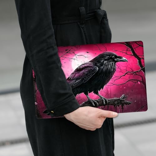 Laptop Skin Sticker Decal 12" 13" 13.3" 14" 15" 15.6",Waterproof Scratch Resistant Vinyl,Reusable Easy to Apply,for MacBook HP Dell Notebooks Netbooks Laptop,2 Wrist Pads,Cute Crow Pink - color: Cute Crow Pink