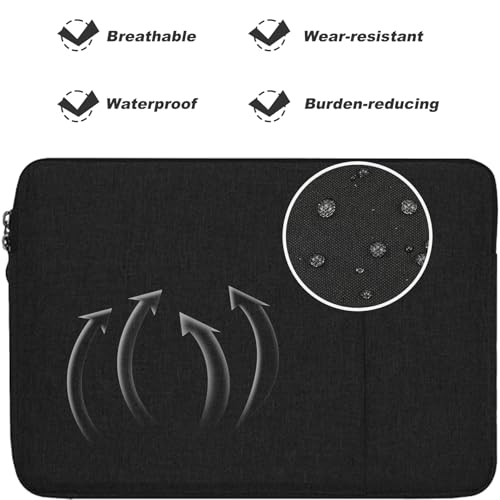 15.6 inch Laptop Cover Sleeve Case Waterproof Shockproof Protective Bag Handbags with Front Pocket for Notebook Black