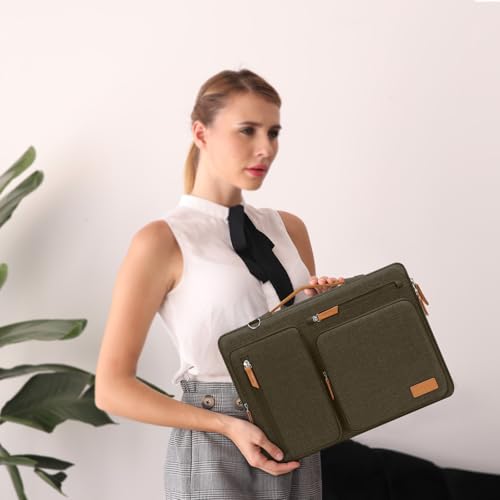 MOSISO 360 Protective Laptop Shoulder Bag, 17-17.3 inch Computer Bags | Compatible with MacBook, HP, Dell, Lenovo, Asus Notebook, Side Open Messenger Bag with 4 Zipper Pockets&Handle, Carob Brown - color: Carob Brown, size: 17.3 inch