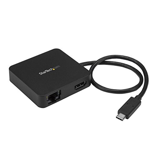 StarTech 4-in-1 USB-C Mini Dock, 4K HDMI, GbE, 5Gbps 3.0 Hub, USB-A/C | Windows, macOS, ChromeOS, iPadOS, Android, Driverless setup, 13in/34cm cable, Compact for hot-desking - style: 1x USB-A 3.0 | 1x USB C-(5Gbps) | HDMI