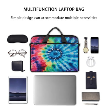 Laptop Shoulder Bag for Women Men, Waterproof Computer Case Messenger Bag Briefcase for Business Office Travel - color: Rainbow Tie Dye