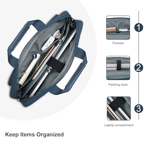 MOSISO Laptop Shoulder Bag 16 inch, 15-15.6 inch Computer Bag | Compatible with MacBook Pro 16 inch, HP, Dell, Lenovo with 2 Raised&1 Flapover&1 Horizontal Pocket&Handle&Belt, Haze Blue - color: Haze Blue, size: 16 inch
