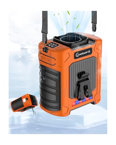 Waist Fan, 10000mAh Rechargeable Belt Clip Fan, 59ft/s Airflow, 18500RPM 6-Speed, Up to 35H, 8-in-1 Hands-Free Personal Cooling with Bottom Air Intake, LED SOS Light for Camping, Travel, Jobsite - color: Orange, size: Medium