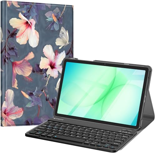 FINTIE Keyboard Case for Samsung Galaxy Tab A11 Plus/A9 Plus 11'', Hibiscus | 3 Viewing Angles, Detachable Bluetooth Keyboard, Rechargeable Battery, Dual Protection, Work Study Travel Use - color: hibiscus