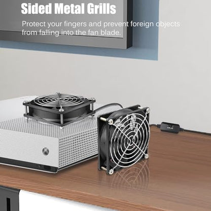 GDSTIME Dual 92mm USB Cooling Fan 5V w/Speed Control DC Brushless Case Fan | L/M/H Adjustable, 92x92x25mm, 9225, for Terrarium, Receiver, DVR, PlayStation, Xbox, Computer Cabinet Cooling - size: 92x25mm