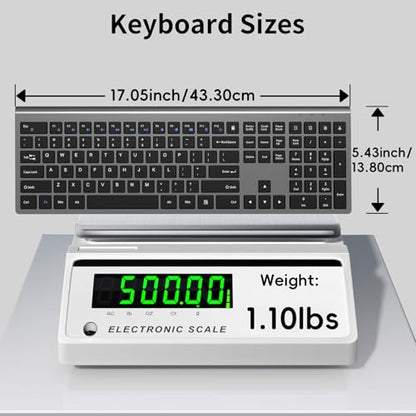 2.4G Slim Silent Wireless Full Size Keyboard Iron Grey | Ultra-thin scissor switch, num keypad & calculator key, quiet typing, 2.4G wireless for Windows, Mac, PC & laptop