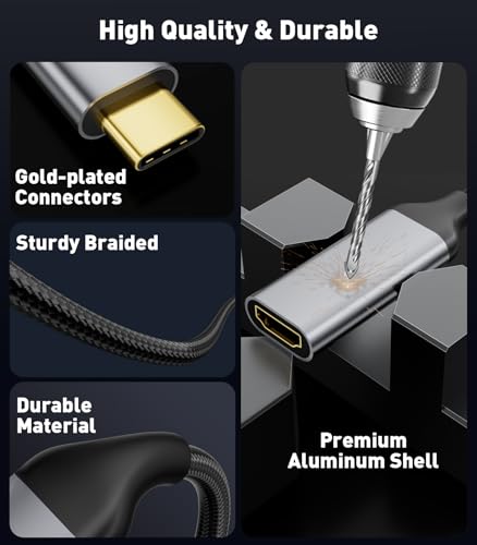 USB-C to HDMI 2.1 Adapter | 8K@60Hz,4K@144Hz,2K@165Hz High-Speed USB Type C 3.1 to HDMI 8K Converter [Thunderbolt 3/4 Compatible] for MacBook Pro/Air,iPad, Other USBC Laptops