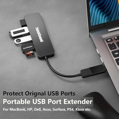 USB Splitter for Laptop, YaimhSound 4-Port USB Hub 3.0, Multiple USB Expander Adapter for Keyboard,Mouse, Dell,Asus,HP,MacBook,Surface, Acer,Ps4,Xbox,Flash Drive,SSD,Printer,Camera - size: Black USB to 4 USB