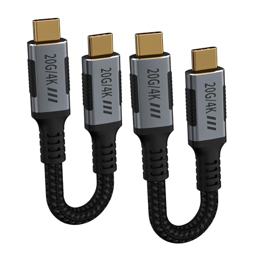 Short USB C 3.2 Gen 2x2 Cable [0.5FT,2Pack] Compatible with Thunderbolt 3 Cable,USB C 20Gbps Data Transfer,Type C 240W Fast Charging,4K@120Hz Video Output for Monitor,Display,SSD.Docking,Hub. - size: 0.5FT+0.5FT