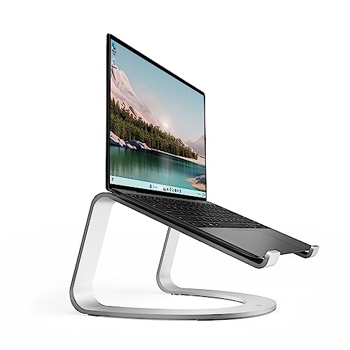 Twelve South Curve SE, Ergonomic Aluminum Laptop and MacBook Stand, Silver | Designed with Anti-Slip Silicone to Prevent Scratching, Compatible with 11" to 17” laptops, Desktop Setup for Video Calls