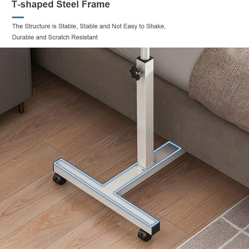 Overbed Table Bedside Shelf Overbed Table Height Adjustable Rolling Laptop Stand with Tilting Desktops Mobile Computer Workstation Study TV Tray(Black) - color: Black