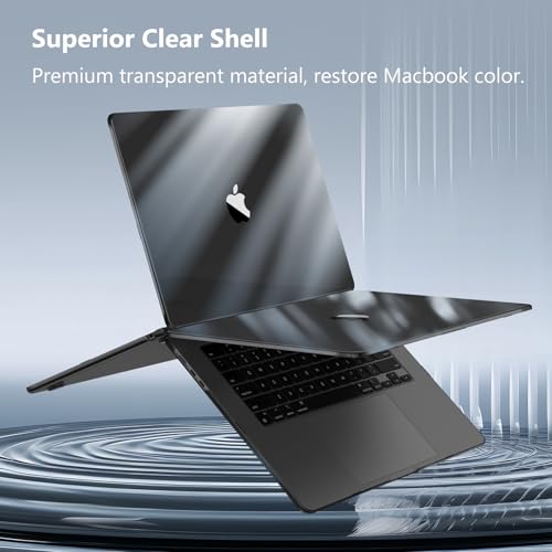 Fintie Case for MacBook Air 15 Inch A3448 A3241 A3114 A2941 (2023 2024 2025 2026 Release), [Ultra-Transparent] Slim Snap On Hard Shell Cover for MacBook Air 15.3" M2 M3 M4 M5 Chip (Crystal Black) - color: Crystal Black