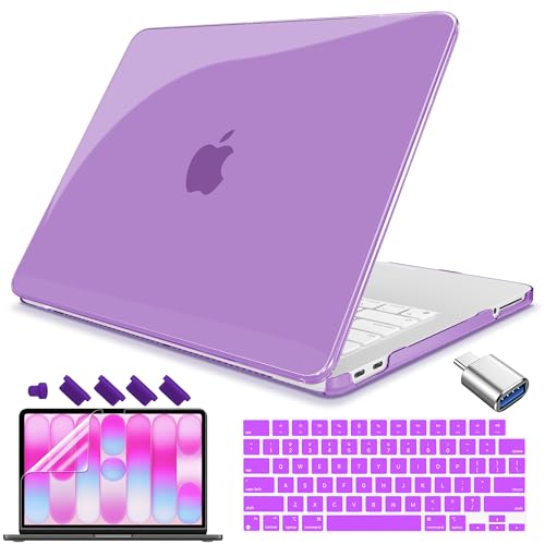 Teryeefi for MacBook Neo 13 Case 2026 Release Model A3404 (A18 Pro Chip), Laptop Protective Hard Shell Cover & Keyboard Cover & Type C Adapter - Crystal Purple - color: Crystal Purple
