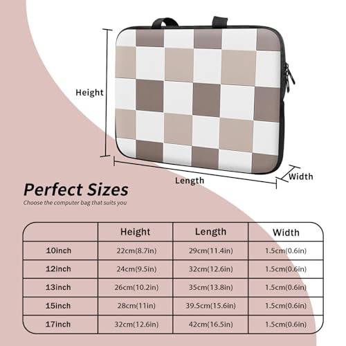 Laptop Sleeve Case Bag 15 inch, Brown Checkered Slim Carrying Case Handbag Travel Laptop Bag for 15 inch MacBook Air M3/M2/15 Pro/Surface Laptop 7/6/5/4/3/ Dell XPS 15 Plus - color: Brown Checkered, size: 15 Inch